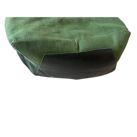 Clare V Le Zip Sac Slouchy Tote Bag Leather & Cotton Green - Picture 4 of 9